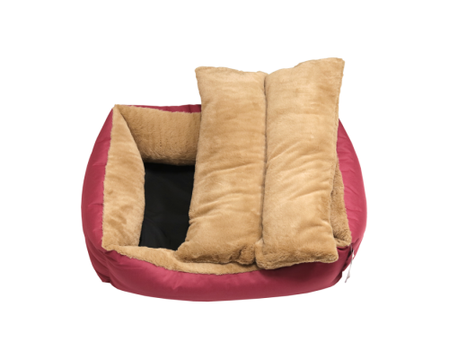 STORYTAILS Лежанка LOOIE прямоугольная с мехом, красная, M 70x60x23 см
