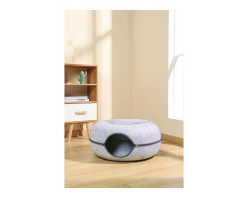 M-PETS Лежанка-тоннель Донат, размер M, 60x60x28 см, цвет серый