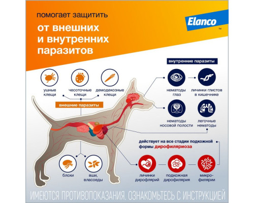Адвокат®, капли на холку от блох, чесоточных клещей и круглых гельминтов для собак весом от 4 до 10 кг. 3 пипетки в упаковке.