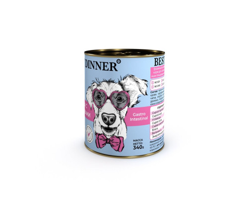 Бест Диннер консервы для собак Gastro Intestinal Vet Profi, телятина с потрошками, 340 г