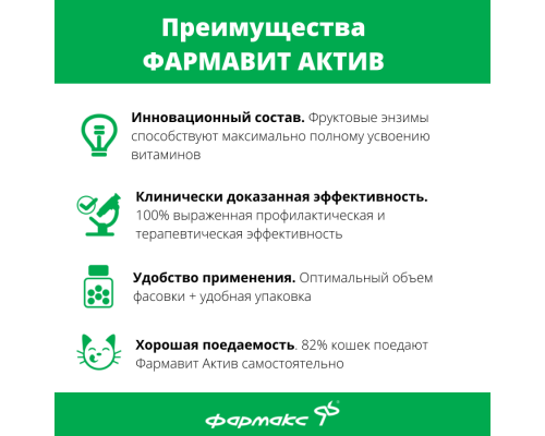 Фармавит Актив для кошек и котят, таблетки, № 60